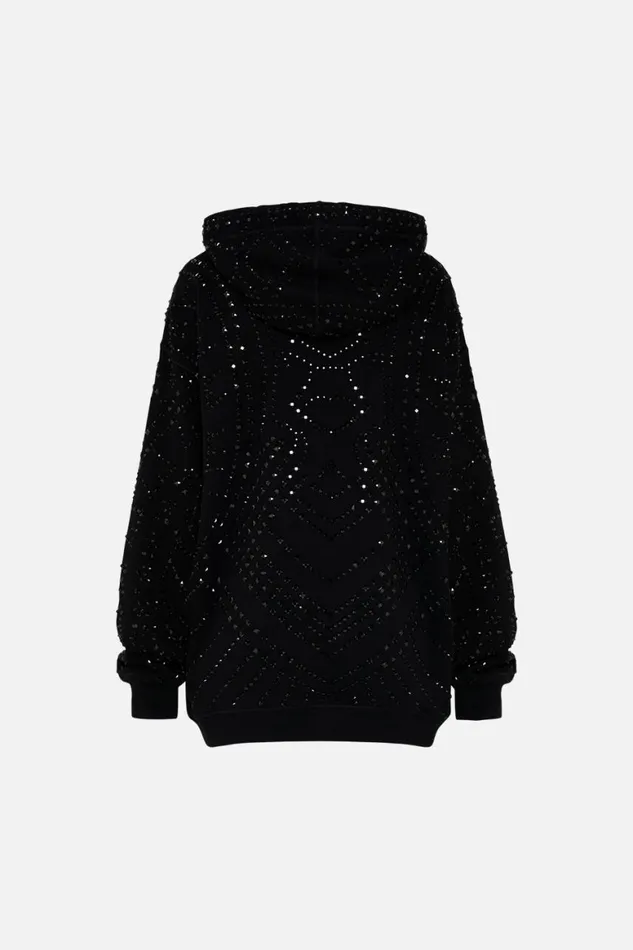 HOODY WITH POCKETS 8211 HOTFIX NOUVEAU NOIR Nouveau Noir Womens Camilla Knitwear