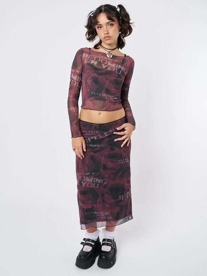 Hopeless Romantic Rose Mesh Top Women Minga London Tops and TShirts