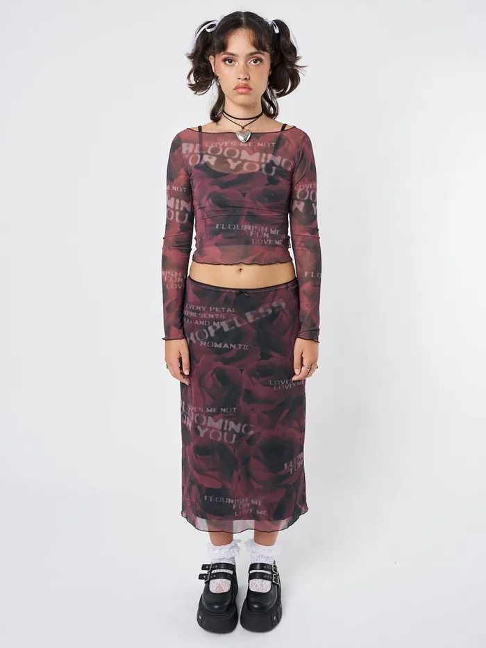 Hopeless Romantic Rose Mesh Top Women Minga London Tops and TShirts