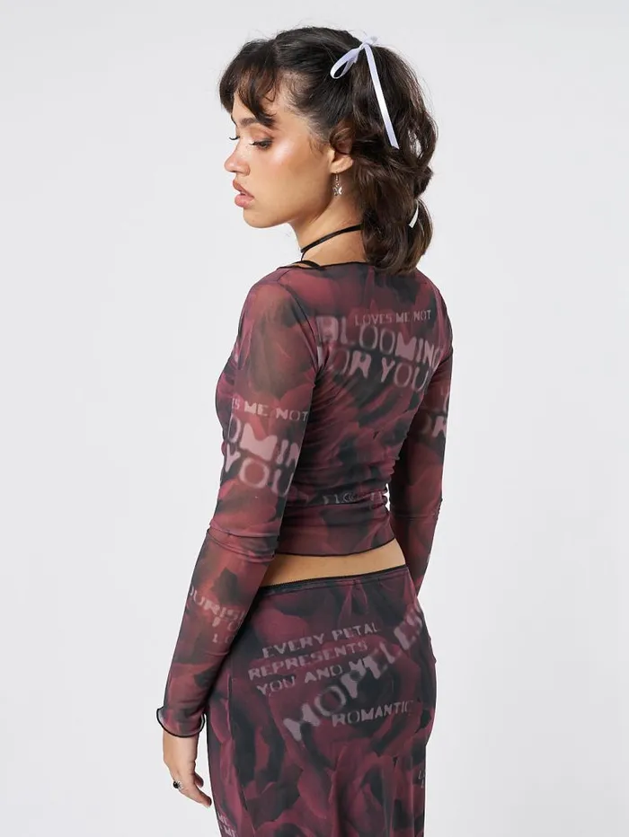 Hopeless Romantic Rose Mesh Top Women Minga London Tops and TShirts