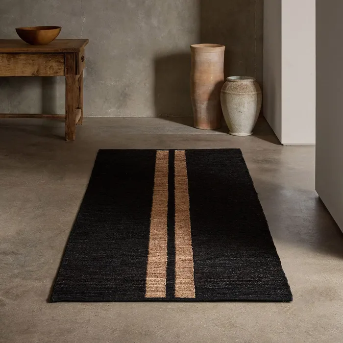 HOUSE James Perse Jute Collection Jute Runner 35FT X 9FT Charcoalnatural Stripe