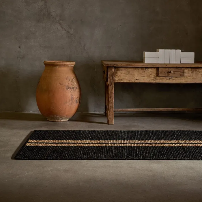 HOUSE James Perse Jute Collection Jute Runner 35FT X 9FT Charcoalnatural Stripe