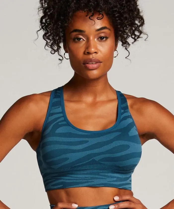 Hunkemller HKMX Seamless Sports Bra Level 2 8211 Blue Blue 8211 Women