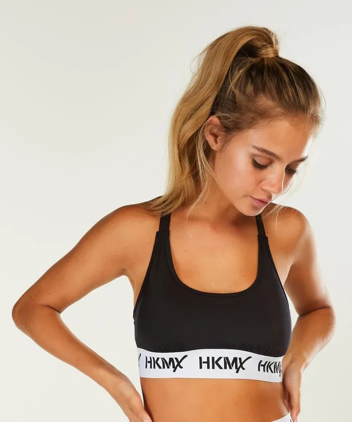 Hunkemller HKMX The Crop Logo Sports Bra Level 1 8211 Black Black 8211 Women