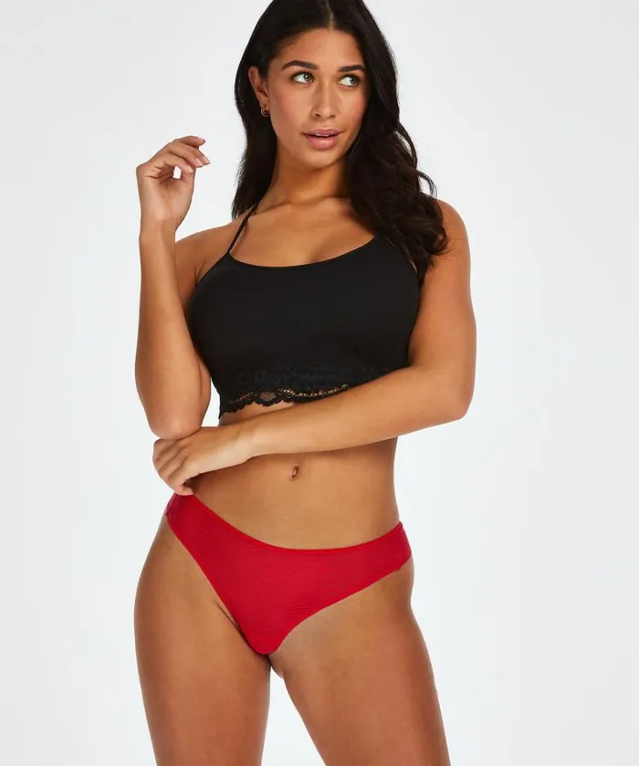 Hunkemller Invisible Thong Stripe Mesh 8211 Red 8211 Women