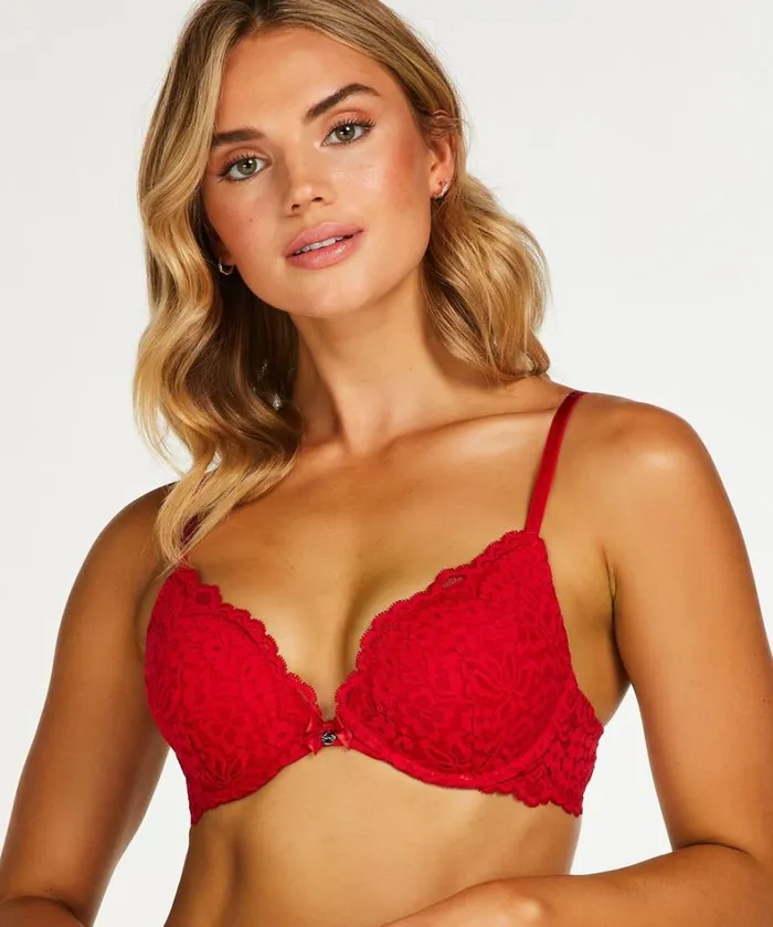 Hunkemller Rose Padded Pushup Bra 8211 Red Red 8211 Women