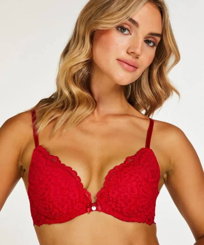 Hunkemller Rose Padded Pushup Bra 8211 Red Red 8211 Women Hunkemller Rose Padded Pushup Bra 8211 Red Red 8211 Women