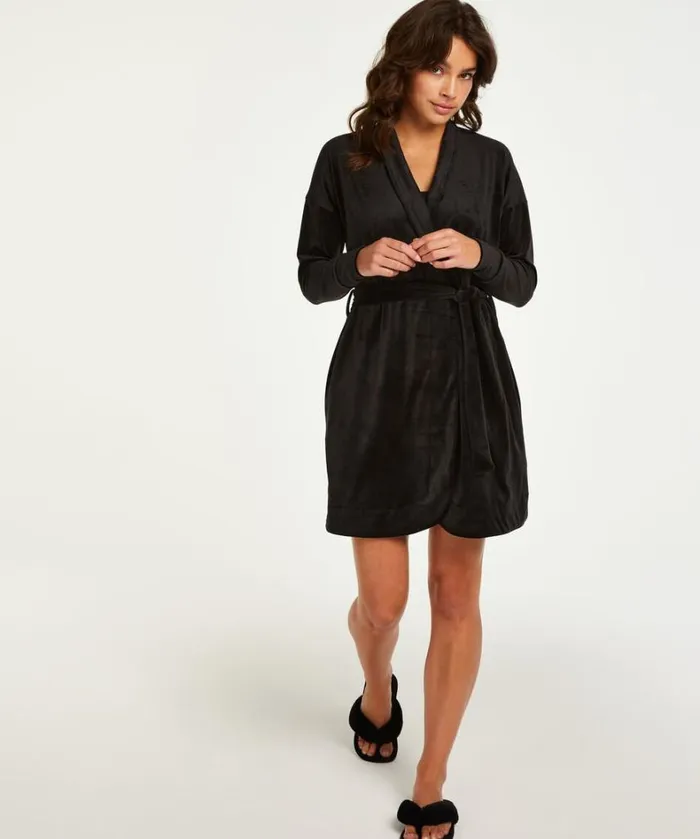Hunkemller Velvet Bathrobe 8211 Black Black 8211 Women