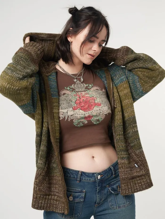 Iris Oversized Knitted ZipUp Hoodie Women Minga London Knitwear