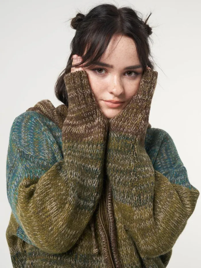 Iris Oversized Knitted ZipUp Hoodie Women Minga London Knitwear