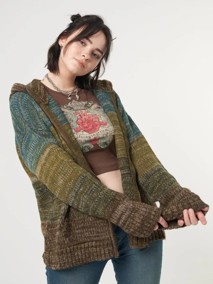 Iris Oversized Knitted ZipUp Hoodie Women Minga London Knitwear