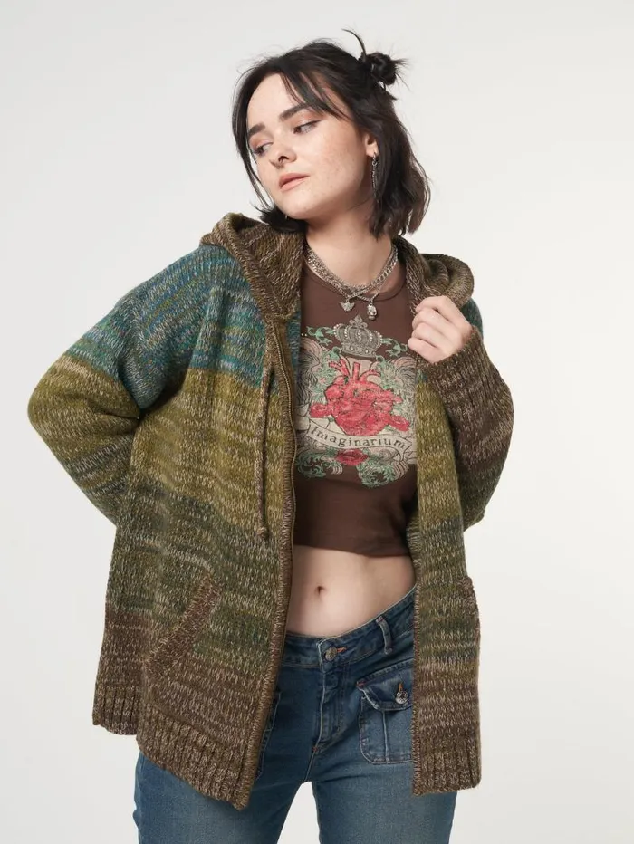 Iris Oversized Knitted ZipUp Hoodie Women Minga London Knitwear