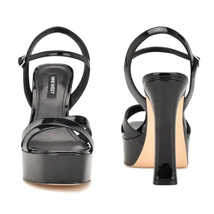 Iriv Platform Sandals Black Patent Women Nine West Heels Iriv Platform Sandals Black Patent Women Nine West Heels