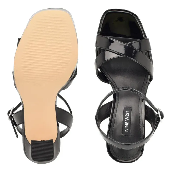 Iriv Platform Sandals Black Patent Women Nine West Heels Iriv Platform Sandals Black Patent Women Nine West Heels