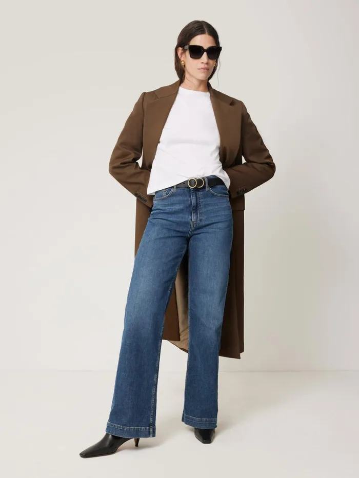 Italian Twill Oversized Coat Brown Women Jigsaw Coats and Jackets