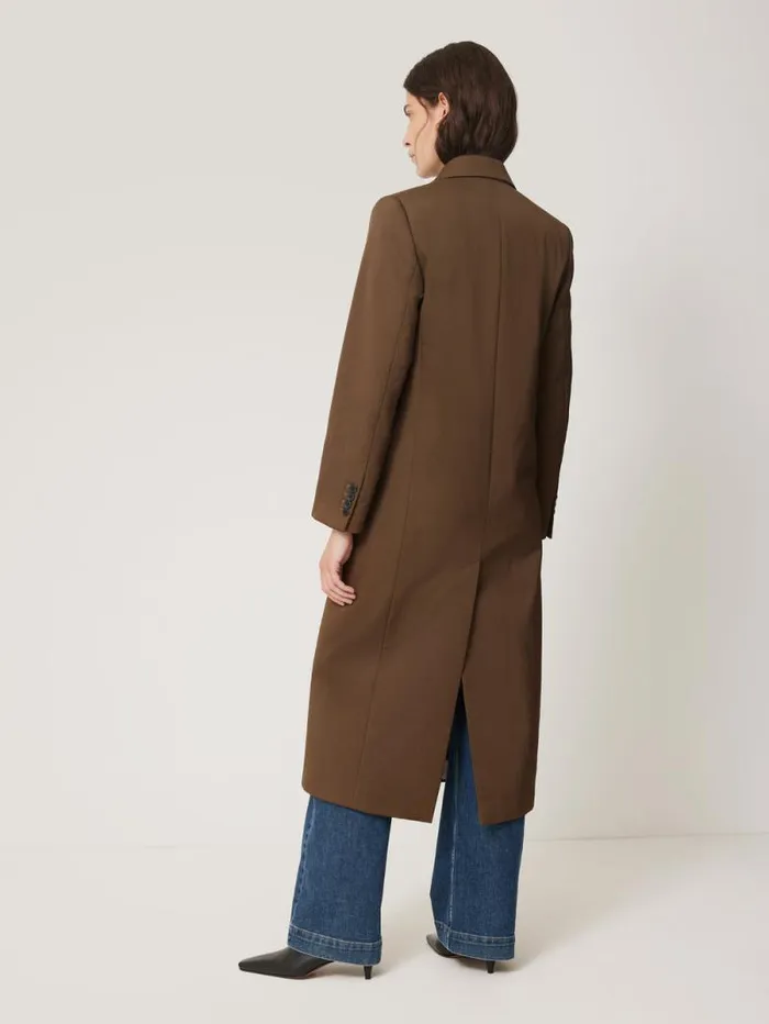 Italian Twill Oversized Coat Brown Women Jigsaw Coats and Jackets