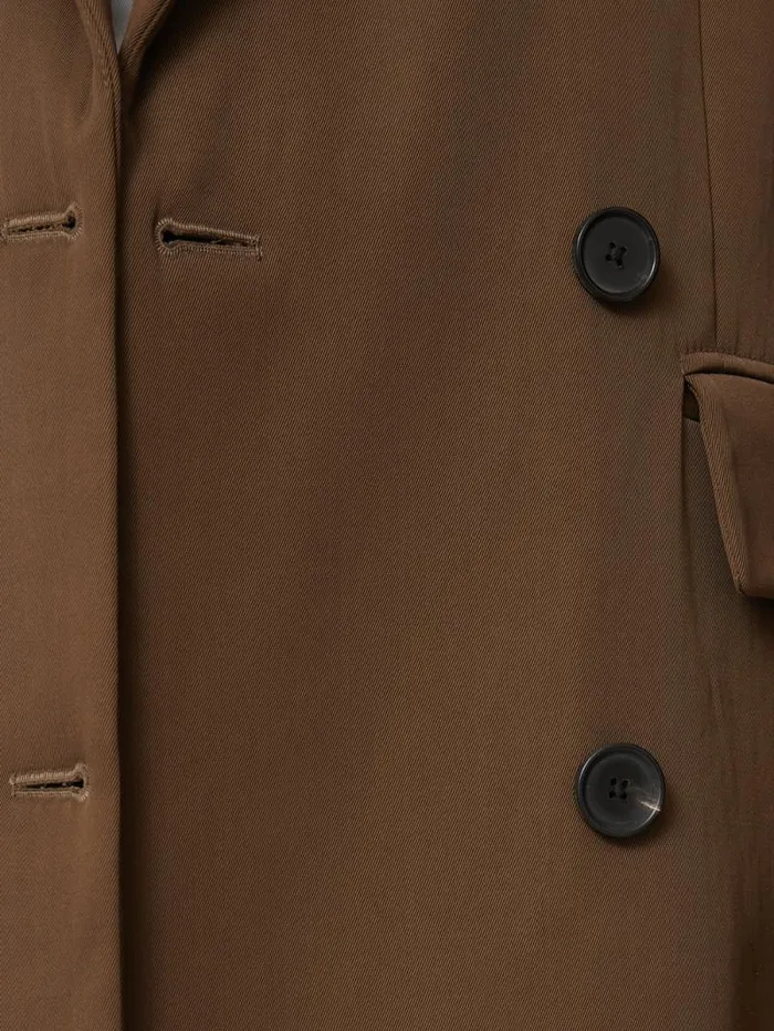 Italian Twill Oversized Coat Brown Women Jigsaw Coats and Jackets