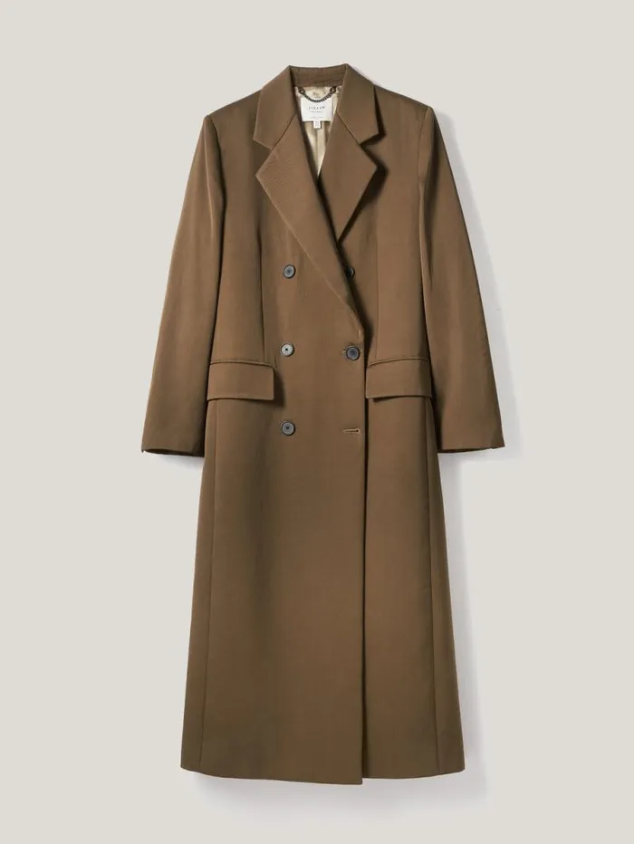 Italian Twill Oversized Coat Brown Women Jigsaw Coats and Jackets