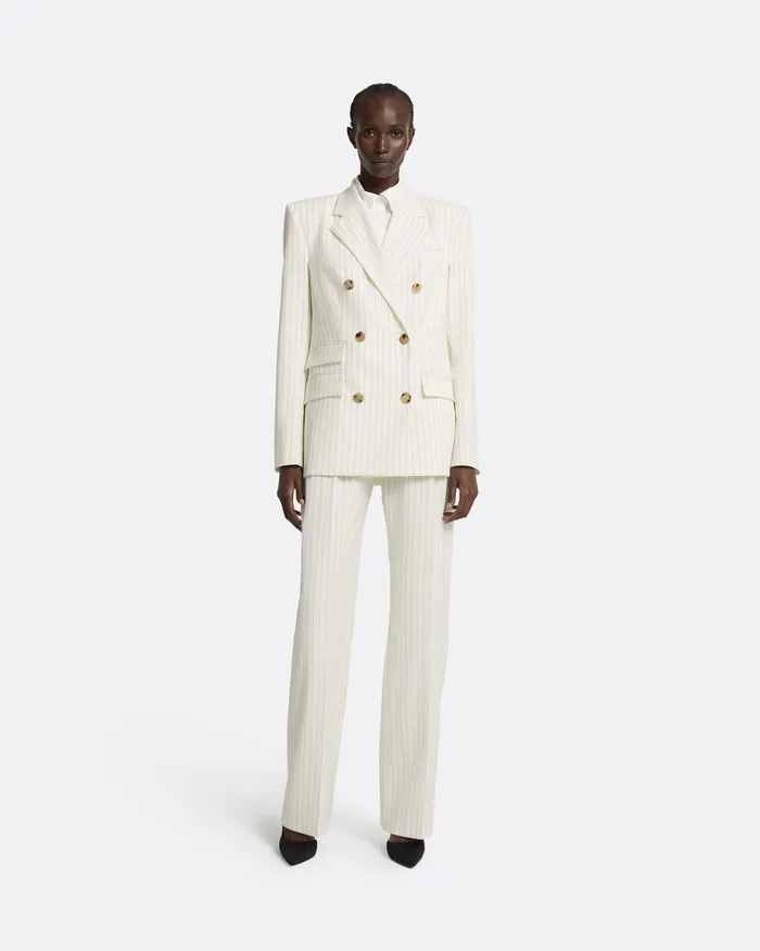 Jackets and Coats Ellan Ivory Pinstripe Jacket Ivory Pinstripe Safiyaa Women