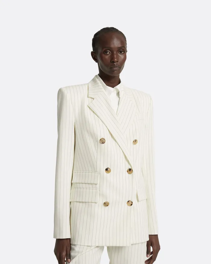 Jackets and Coats Ellan Ivory Pinstripe Jacket Ivory Pinstripe Safiyaa Women