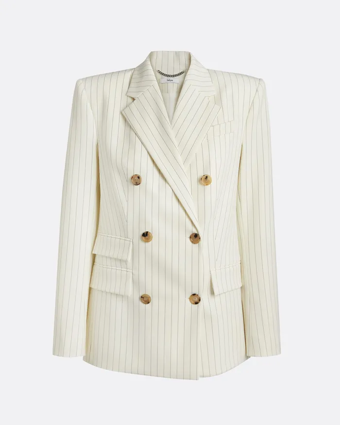 Jackets and Coats Ellan Ivory Pinstripe Jacket Ivory Pinstripe Safiyaa Women