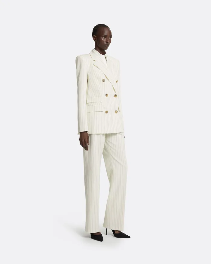 Jackets and Coats Ellan Ivory Pinstripe Jacket Ivory Pinstripe Safiyaa Women