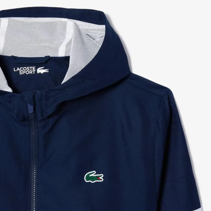 Jackets and Coats Men Lacoste Men039s Logo Stripe Tennis Jacket Navy Blue Light Blue Wb3