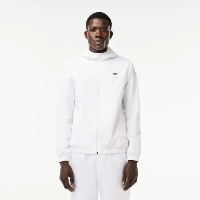 Jackets and Coats Men Lacoste Men039s Water Repellent ZipUp Tennis Jacket White Z92