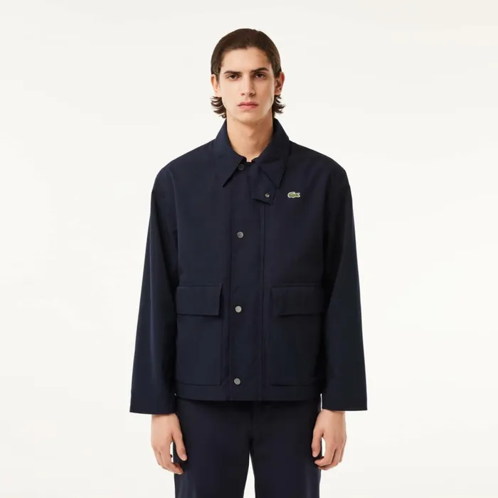 Jackets and Coats Men Lacoste Men039s Waterproof Collared Jacket Abysm Blue Hde
