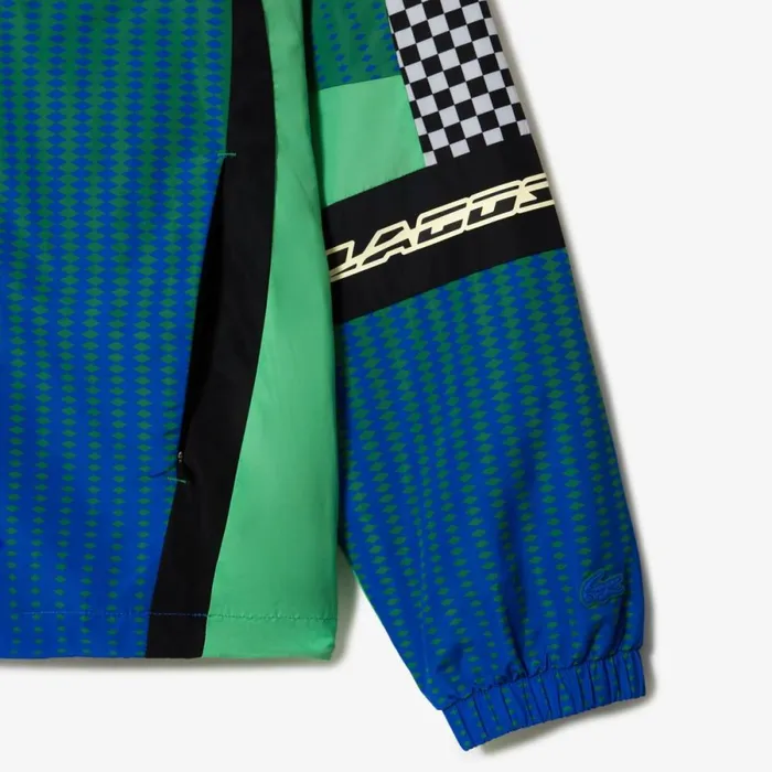Jackets and Coats Men Lacoste Mens Ombr Checkerboard Track Jacket Green Blue Chy