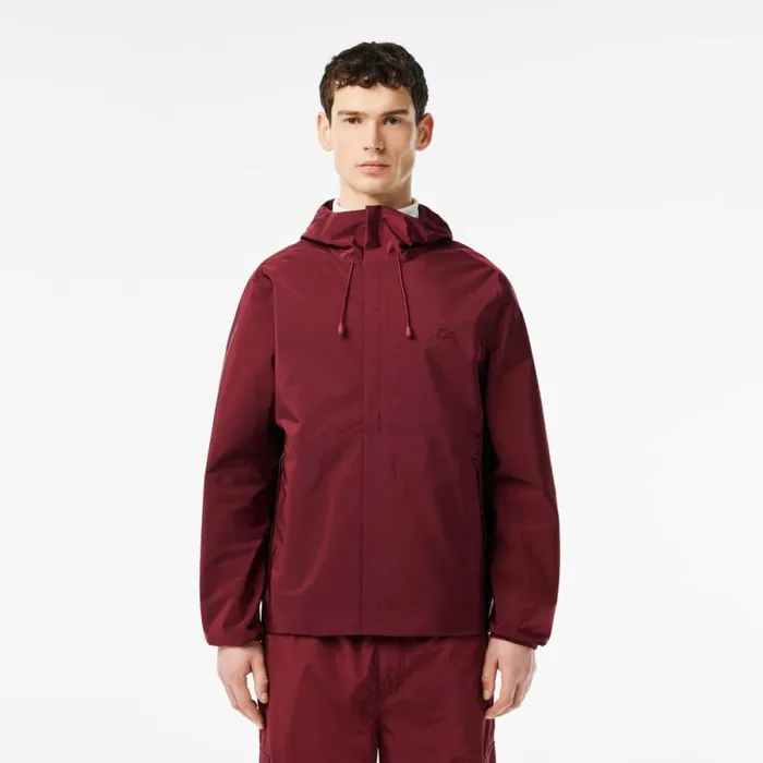 Jackets and Coats Men Lacoste Mens Waterproof Track Jacket Bordeaux Yup