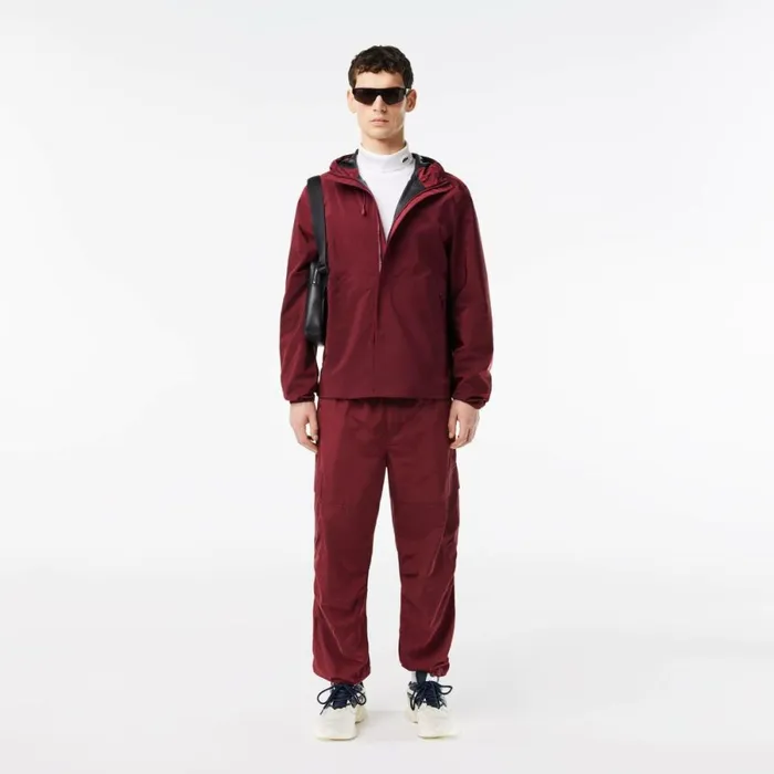 Jackets and Coats Men Lacoste Mens Waterproof Track Jacket Bordeaux Yup