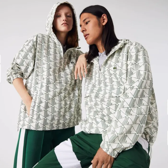 Jackets and Coats MenWomen Lacoste Unisex Lacoste LIVE Monogram Patterned Pullover Windbreaker White Green Pt2 Jackets and Coats MenWomen Lacoste Unisex Lacoste LIVE Monogram Patterned Pullover Windbreaker White Green Pt2