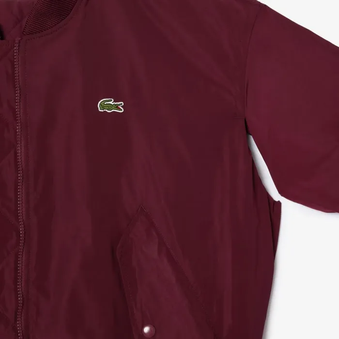 Jackets and Coats Women Lacoste Women039s Oversized Ribbed Cuff Bomber Jacket Bordeaux Ixz