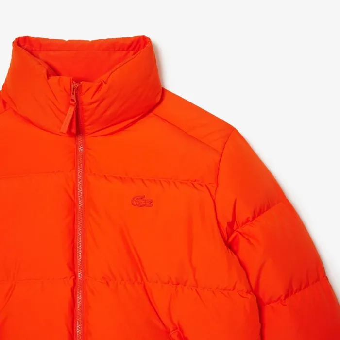 Jackets and Coats Women Lacoste Women039s Stowable Hood Puffer Jacket Sunrise Orange Sji