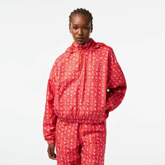 Jackets and Coats Women Lacoste Womens Oversized Track Jacket Orange Red Pink Zi1