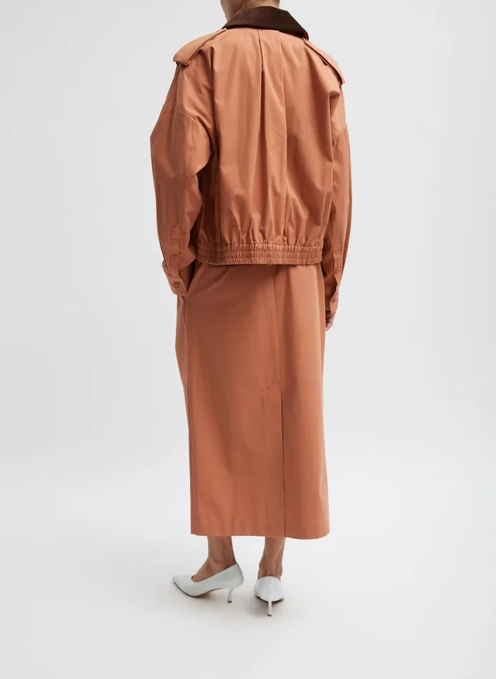 Jackets and Outerwear Women Tibi Bio Twill Bomber Jacket With Removable Corduroy Collar