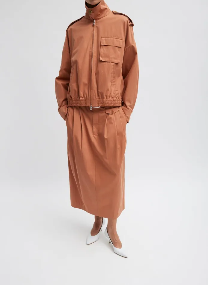 Jackets and Outerwear Women Tibi Bio Twill Bomber Jacket With Removable Corduroy Collar