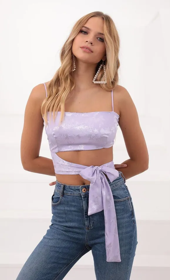Jacquard Wrap Top Lavender Women LUCY IN THE SKY Tops Jacquard Wrap Top Lavender Women LUCY IN THE SKY Tops