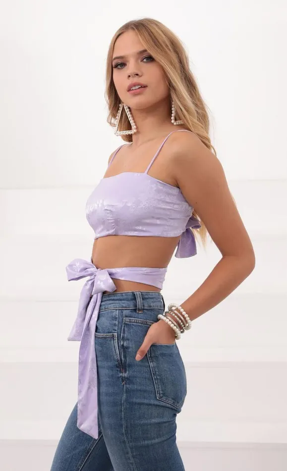 Jacquard Wrap Top Lavender Women LUCY IN THE SKY Tops Jacquard Wrap Top Lavender Women LUCY IN THE SKY Tops