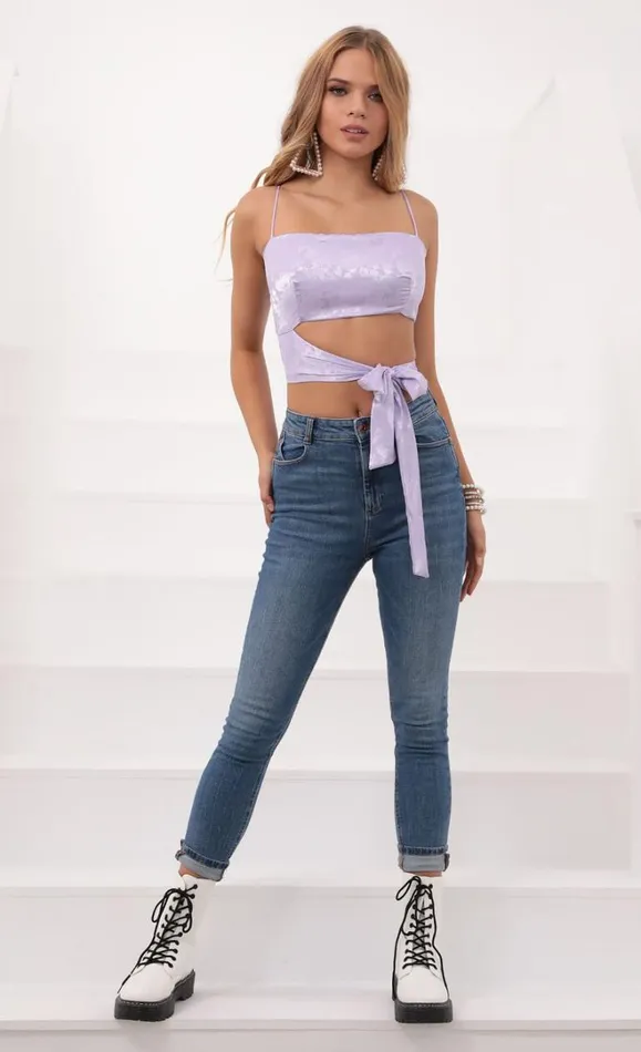Jacquard Wrap Top Lavender Women LUCY IN THE SKY Tops Jacquard Wrap Top Lavender Women LUCY IN THE SKY Tops