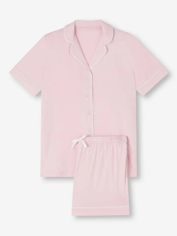 Jersey Pajamas Women Derek Rose Short Pajamas Lara Micro Modal Stretch Ballet Pink