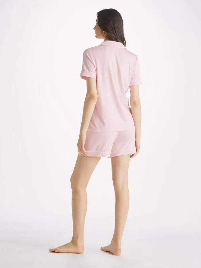 Jersey Pajamas Women Derek Rose Short Pajamas Lara Micro Modal Stretch Ballet Pink
