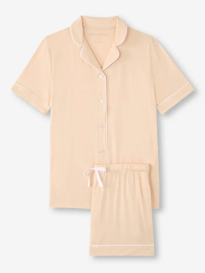 Jersey Pajamas Women Derek Rose Short Pajamas Lara Micro Modal Stretch Cream