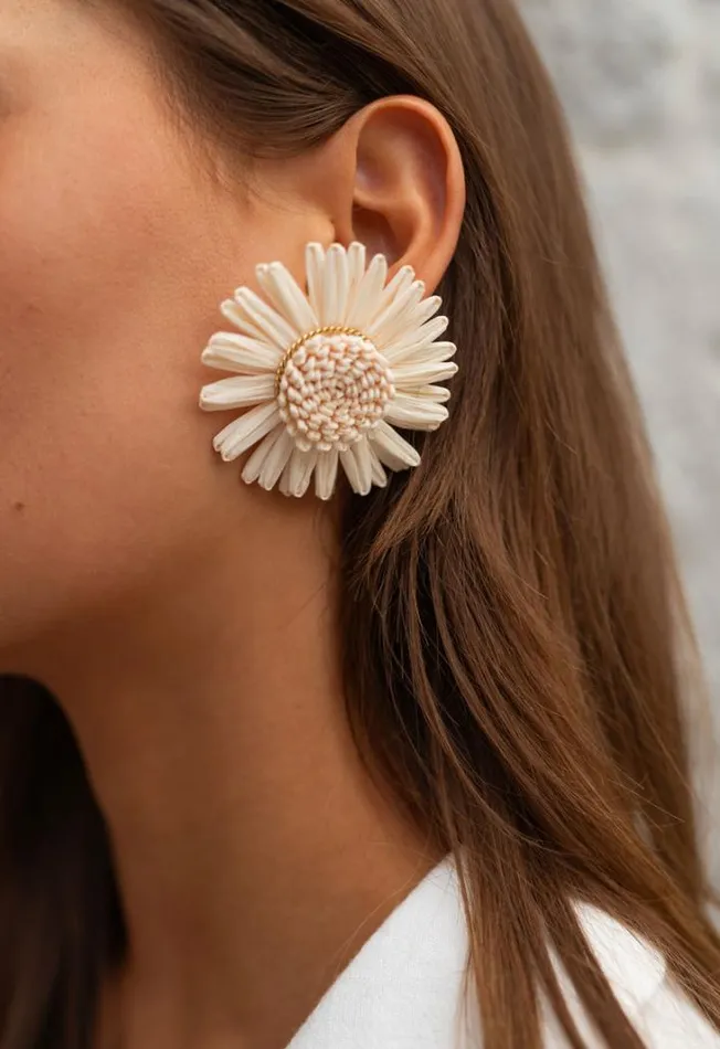 Jewelry and Accessories Earrings Easy Clothes Ecru Flory Earrings