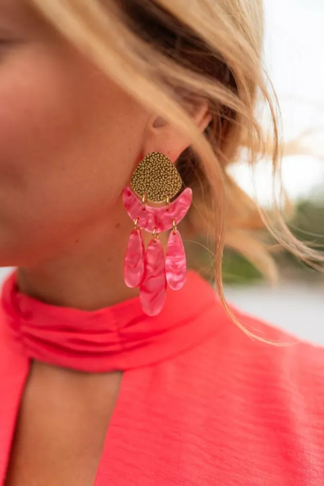 Jewelry and Accessories Earrings Easy Clothes Pink And Golden Dwayne Earrings