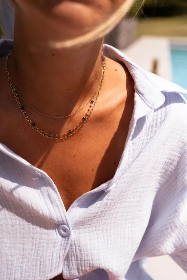 Jewelry and Accessories Necklaces Easy Clothes Golden And Green Laza Necklace Jewelry and Accessories Necklaces Easy Clothes Golden And Green Laza Necklace