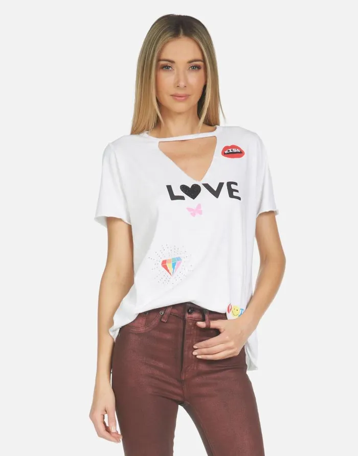 Jhene 1 Love Rainbow Lip White Women Lauren Moshi Short Sleeve