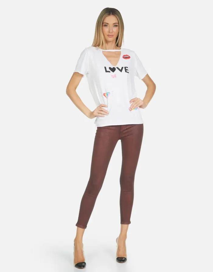 Jhene 1 Love Rainbow Lip White Women Lauren Moshi Short Sleeve