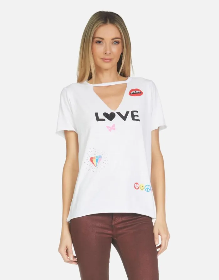 Jhene 1 Love Rainbow Lip White Women Lauren Moshi Short Sleeve